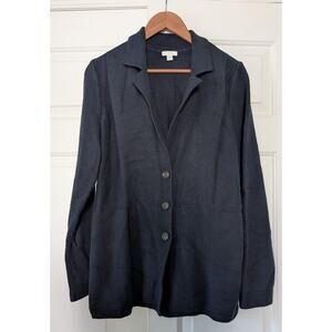 J. Jill Navy Cozy Knit Cardigan Jacket Sweater